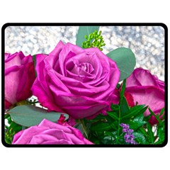 Rose Pink Purple Flower Bouquet Fleece Blanket (large)  by Pakrebo