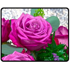 Rose Pink Purple Flower Bouquet Fleece Blanket (medium)  by Pakrebo