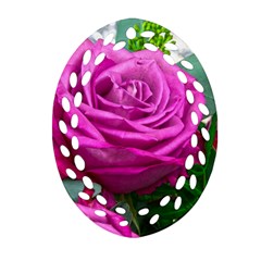 Rose Pink Purple Flower Bouquet Oval Filigree Ornament (two Sides) by Pakrebo