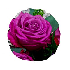 Rose Pink Purple Flower Bouquet Standard 15  Premium Round Cushions by Pakrebo