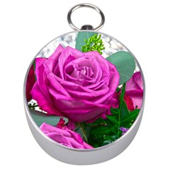 Rose Pink Purple Flower Bouquet Silver Compasses by Pakrebo