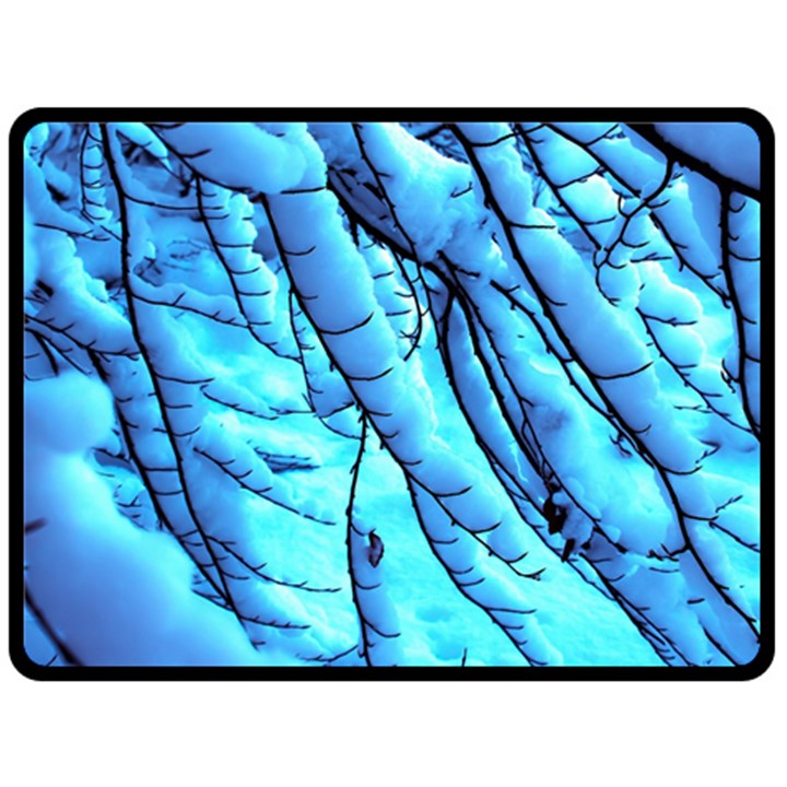 Winter Branch Tree Beech Snow Double Sided Fleece Blanket (Large) 