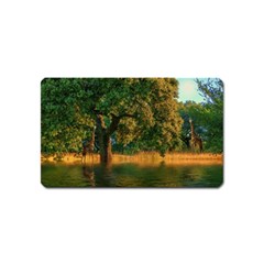 Nature Tree Sunset Giraffe Animal Magnet (name Card) by Pakrebo