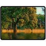 Nature Tree Sunset Giraffe Animal Double Sided Fleece Blanket (Large)  80 x60  Blanket Front