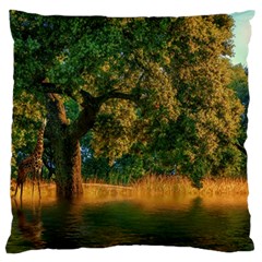 Nature Tree Sunset Giraffe Animal Large Flano Cushion Case (one Side) by Pakrebo