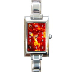 Bernstein Burning Stone Gem Rectangle Italian Charm Watch by Pakrebo