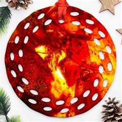 Bernstein Burning Stone Gem Ornament (round Filigree) by Pakrebo