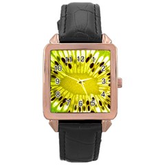 Kiwi Vitamins Eat Fresh Healthy Rose Gold Leather Watch  by Pakrebo