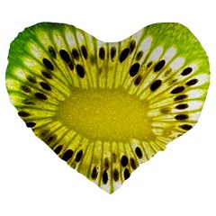 Kiwi Vitamins Eat Fresh Healthy Large 19  Premium Flano Heart Shape Cushions by Pakrebo