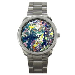 Paint Acrylic Paint Art Colorful Sport Metal Watch by Pakrebo