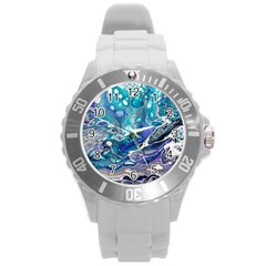 Paint Acrylic Paint Art Colorful Round Plastic Sport Watch (l) by Pakrebo