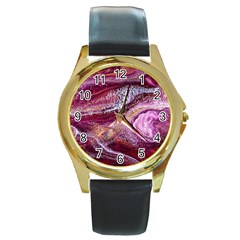 Paint Acrylic Paint Art Colorful Round Gold Metal Watch