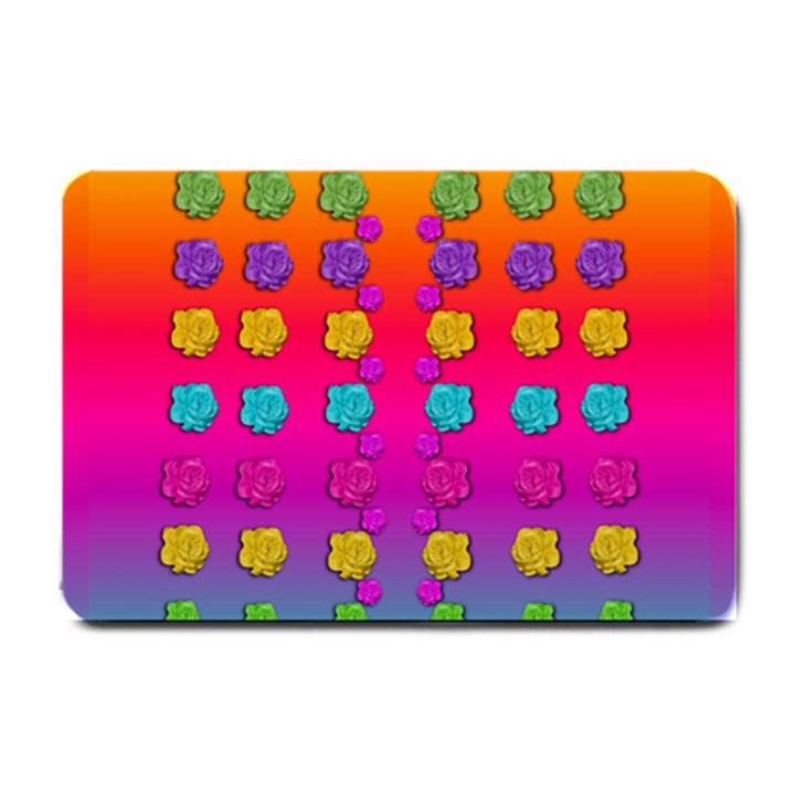 Roses In  Stunning Rainbows Small Doormat 