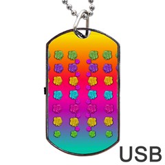 Roses In  Stunning Rainbows Dog Tag Usb Flash (one Side) by pepitasart