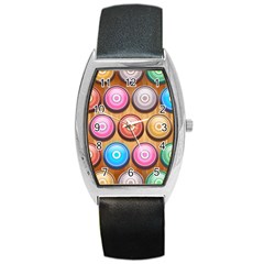 Background Colorful Abstract Brown Barrel Style Metal Watch