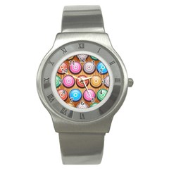 Background Colorful Abstract Brown Stainless Steel Watch