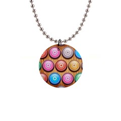 Background Colorful Abstract Brown 1  Button Necklace