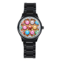 Background Colorful Abstract Brown Stainless Steel Round Watch