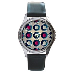 Background Colorful Abstract Round Metal Watch by HermanTelo