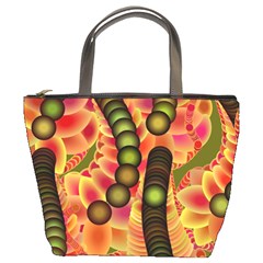 Abstract Background Digital Green Bucket Bag