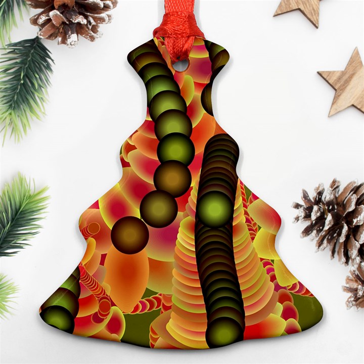 Abstract Background Digital Green Christmas Tree Ornament (Two Sides)