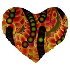 Abstract Background Digital Green Large 19  Premium Heart Shape Cushions by HermanTelo