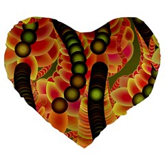 Abstract Background Digital Green Large 19  Premium Flano Heart Shape Cushions by HermanTelo