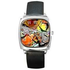 Abstract Transparent Drawing Square Metal Watch