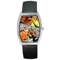 Abstract Transparent Drawing Barrel Style Metal Watch