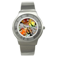 Abstract Transparent Drawing Stainless Steel Watch