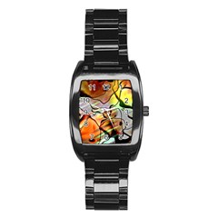 Abstract Transparent Drawing Stainless Steel Barrel Watch