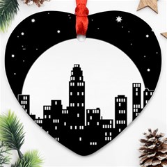 City Night Moon Star Ornament (heart) by HermanTelo