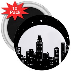 City Night Moon Star 3  Magnets (10 Pack)  by HermanTelo