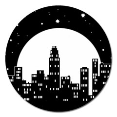 City Night Moon Star Magnet 5  (round)