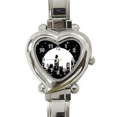 City Night Moon Star Heart Italian Charm Watch