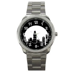 City Night Moon Star Sport Metal Watch by HermanTelo