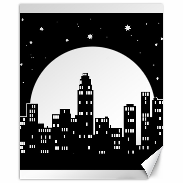 City Night Moon Star Canvas 16  x 20 