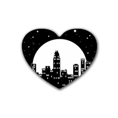 City Night Moon Star Rubber Coaster (heart) 