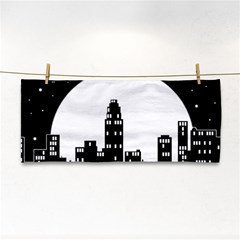 City Night Moon Star Hand Towel by HermanTelo