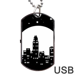 City Night Moon Star Dog Tag USB Flash (One Side)