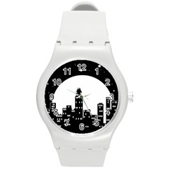 City Night Moon Star Round Plastic Sport Watch (m)