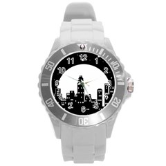 City Night Moon Star Round Plastic Sport Watch (l)