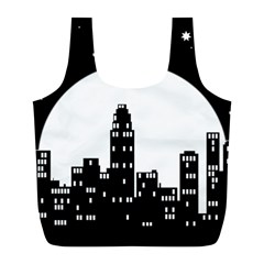 City Night Moon Star Full Print Recycle Bag (L)