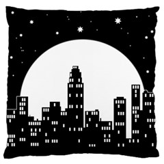 City Night Moon Star Large Flano Cushion Case (two Sides)