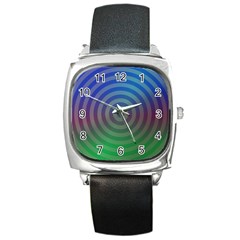 Blue Green Abstract Background Square Metal Watch