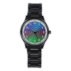 Blue Green Abstract Background Stainless Steel Round Watch