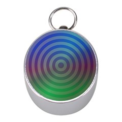 Blue Green Abstract Background Mini Silver Compasses