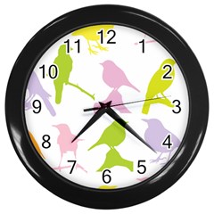 Birds Colourful Background Wall Clock (black)