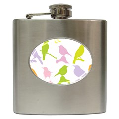 Birds Colourful Background Hip Flask (6 Oz) by HermanTelo