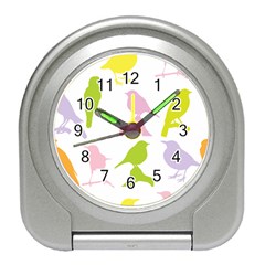 Birds Colourful Background Travel Alarm Clock by HermanTelo